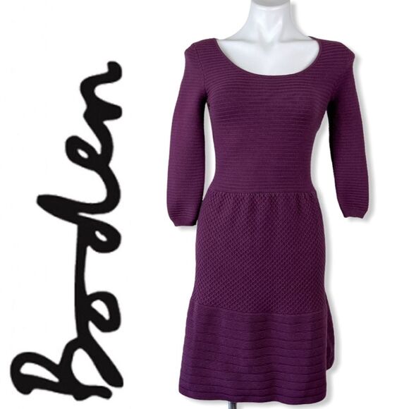 Boden libby textured sweater knit dress 4 purple plum warm fall preppy Wh552 - Picture 2 of 16